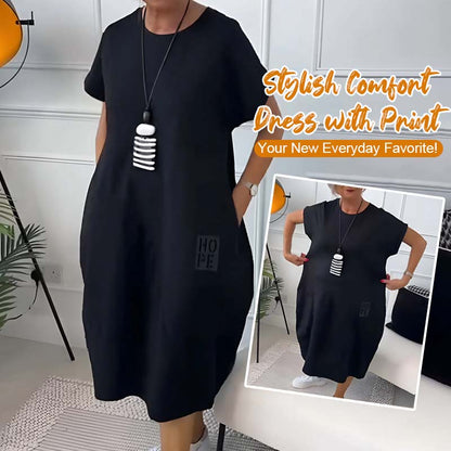 🌟 Stijlvolle Comfortjurk met Print