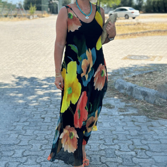 💃Maxi-Jurk Met Bloemenprint En Brede Bandjes🌸