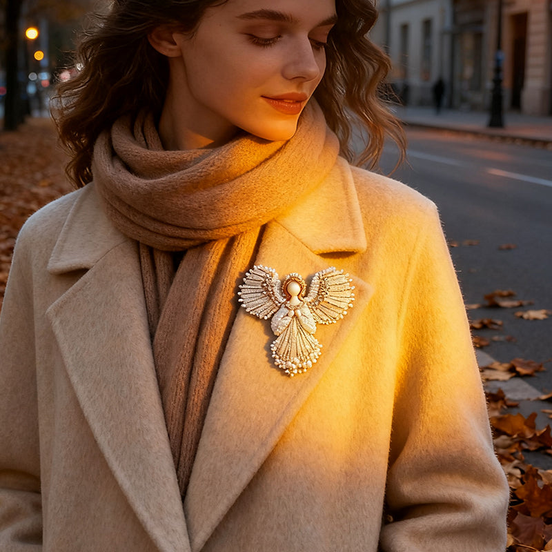 🔥LAATSTE DAG 50% KORTING💖Handgemaakte parel engel broche