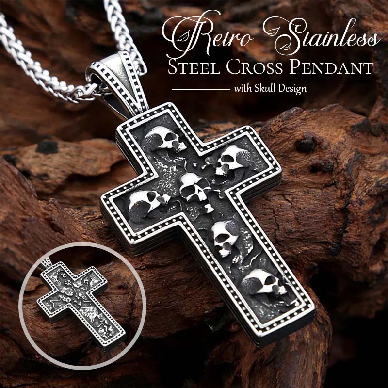 ✝️ Retro RVS Kruis Hanger met Schedel Design
