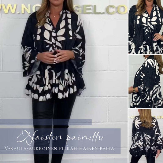 ⏳Beperkte tijd 60% korting! 💥 🌸 Damestop met wijde mouwen en ruches met v-hals.