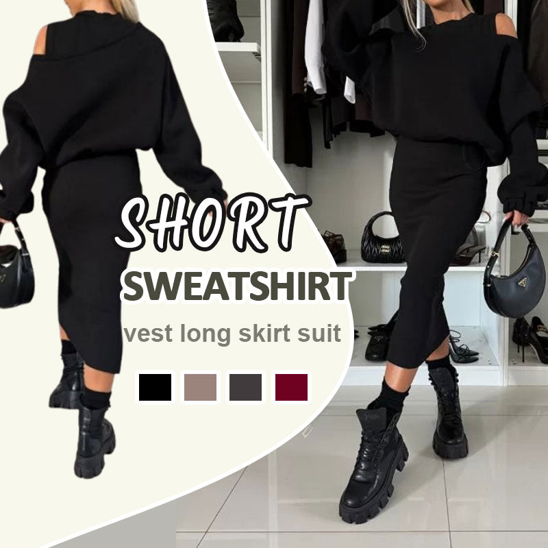 👗Dames-set met bijgesneden schoudercapuchon en mouwloze jurk