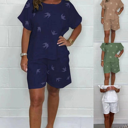 🌸Casual bedrukte katoenen-linnen shorts met korte mouwen