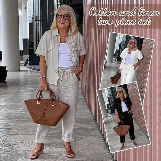 💞Gratis verzending⏳Tweedelige Set Van Katoen En Linnen