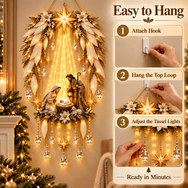 ✨👼 3D Hemelse engelenvleugels Kerststalverlichting✨ – Verlichte kerstwanddecoratie ✈️