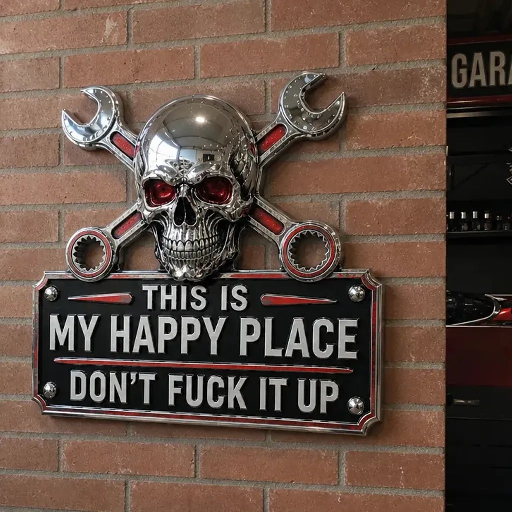 🔥Vaderdag: 49% korting 💀“This Is My Happy Place” - muurbord voor in de garage