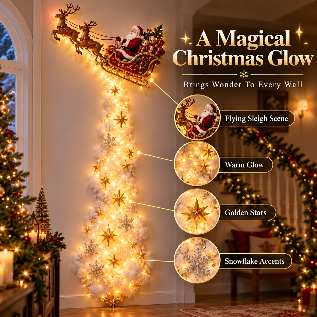 ✨Christmas Magic Trail-wandlamp – Een vleugje kerstmagie, rechtstreeks op je muur✨