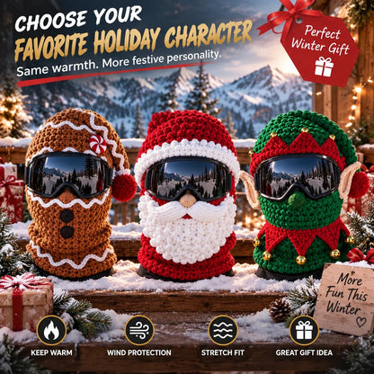 🎅🏂 3D-kerstmasker van gebreid materiaal | 🌬️Warme gezichtsmasker in 3 feestelijke stijlen voor skivakanties, feestjes en winteravonturen
