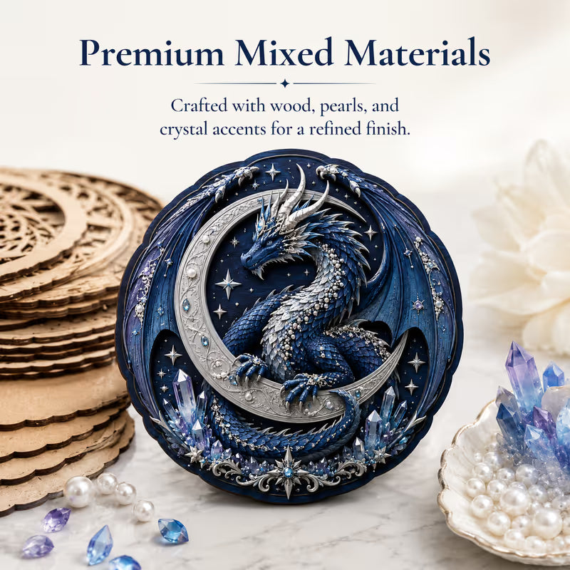 🐉 Moon Guardian Dragon 3D houten doe-het-zelf wanddecoratie