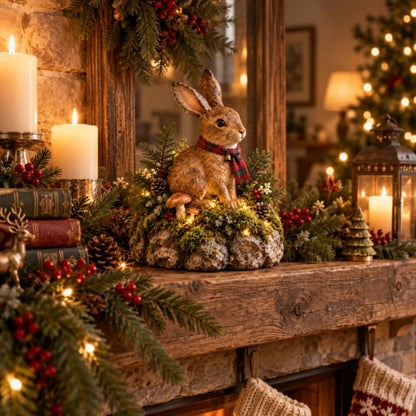 🐇Lighted Woodland Christmas Rabbit Figurine