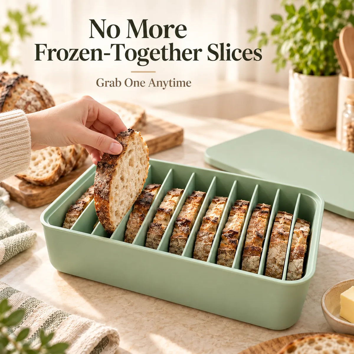 🍞 Siliconen broodvriesdoos met 11 vakjes — Bewaar sneetjes zuurdesembrood apart ❄️