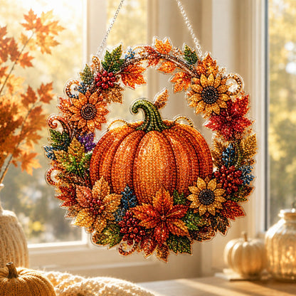 ✨🎃Halloween-hangsieraad-set met zwarte kat en maan in diamantkunststijl👻