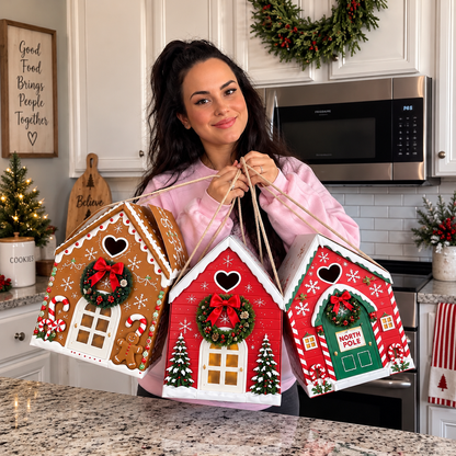 Kerstmagie-huis cadeaudoos – Creatieve 3D-cadeauverpakking voor de feestdagen om in de hand te houde
