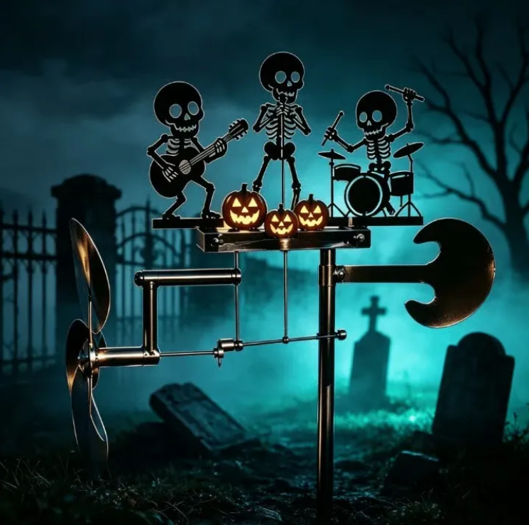 ⚡️🔥50% korting – laatste dag⚡️Halloween-skelet: metalen drummer, kinetische windspinne