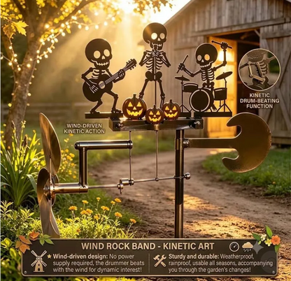 ⚡️🔥50% korting – laatste dag⚡️Halloween-skelet: metalen drummer, kinetische windspinne