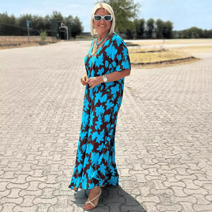 🥰Tijdelijke aanbieding 45% KORTING🎁Casual maxi-jurk met bloemenprint en V-hals
