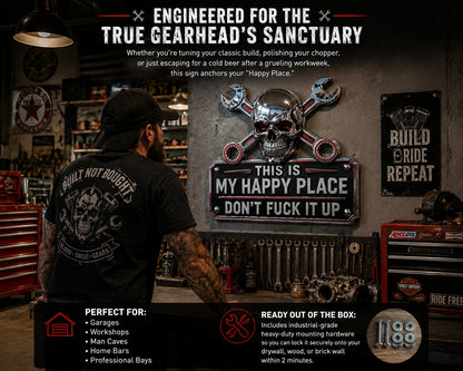 🔥Vaderdag: 49% korting 💀“This Is My Happy Place” - muurbord voor in de garage