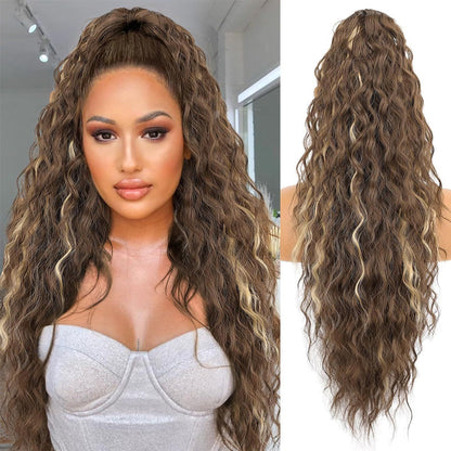 💜Water Ripple Lange Krullende Paardenstaart Clip Pruik💜