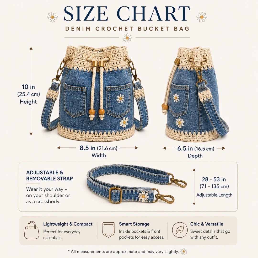 🔥SPECIALE AANBIEDING 50% KORTING✨👜Gehaakte bucketbag van denim