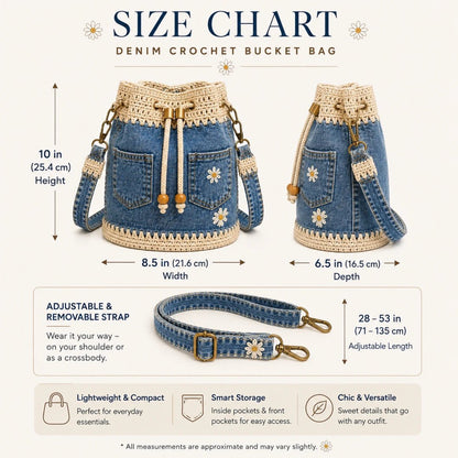 🔥SPECIALE AANBIEDING 50% KORTING✨👜Gehaakte bucketbag van denim