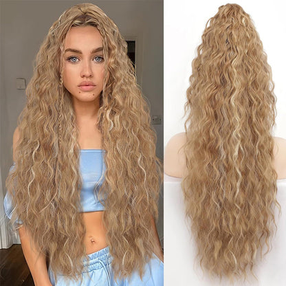 💜Water Ripple Lange Krullende Paardenstaart Clip Pruik💜