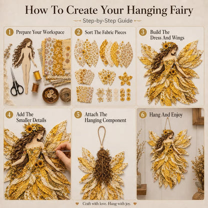 🧚‍♀️🌸 Premium DIY-pakket ‘Fairy Patchwork’ | Hoogwaardige gelaagde stof met bloemenvleugels – DIY handgemaakte fantasiewanddecoratie ✨