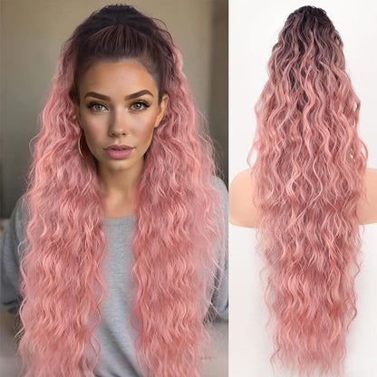 💜Water Ripple Lange Krullende Paardenstaart Clip Pruik💜