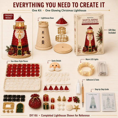 ⏳ Last Day 49% OFF – 🎄Beginner-Friendly DIY Lighted Christmas Character Sea Glass-Style Lighthouse Kit Collection | Complete Kit with Sea Glass-Style Pieces, LED Lights & Step-by-Step Guide Included 💕