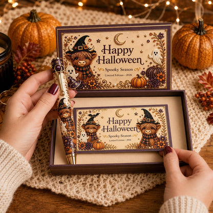 🎃🔮 Griezelige Halloween-pen-cadeauset | Decoratieve pen, bijpassende herinneringskaart en bijpassende geschenkdoos in 3 limited edition-uitvoeringen ✨