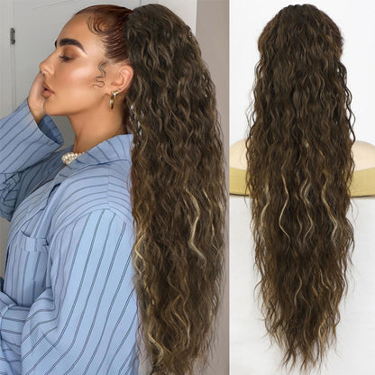 💜Water Ripple Lange Krullende Paardenstaart Clip Pruik💜