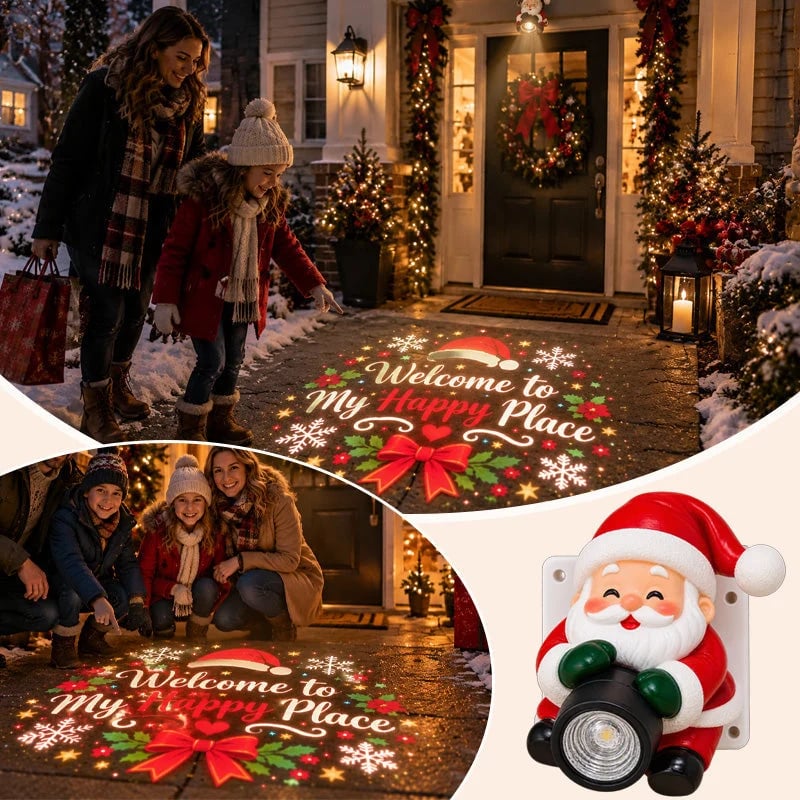 🔥HOT SALE🎅 Santa Christmas Welcome Projector – Festive Holiday Doorway Light with Remote Control ✨