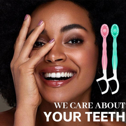 🎁5-in-1 mini-tandenborstel, tandzijde, tongschraper en tandenstokerset