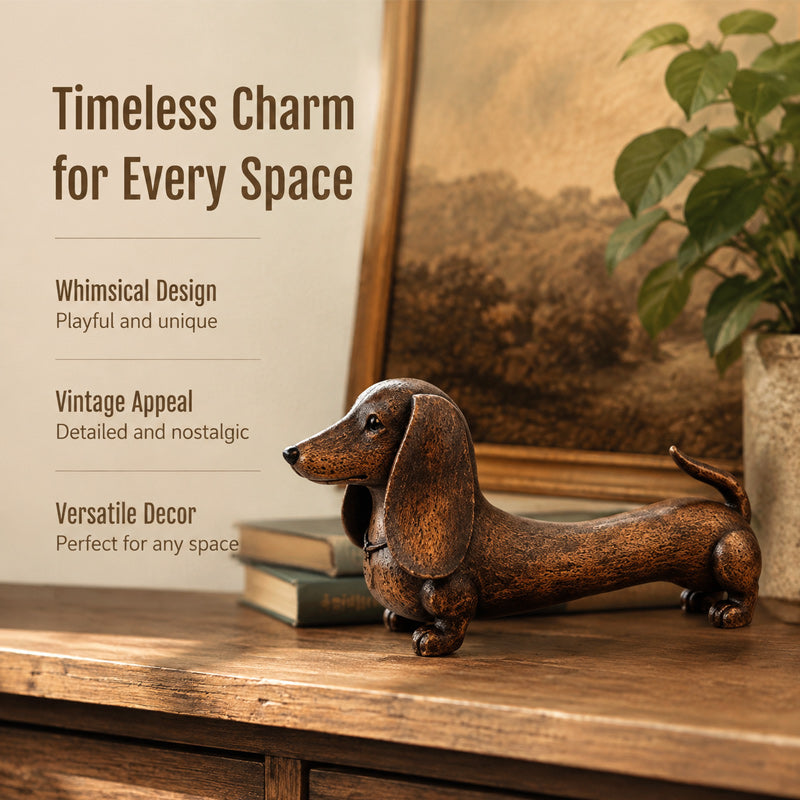 🐶Decoratief ornament in de vorm van een teckelsculptuur.