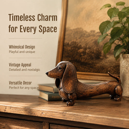 🐶Decoratief ornament in de vorm van een teckelsculptuur.