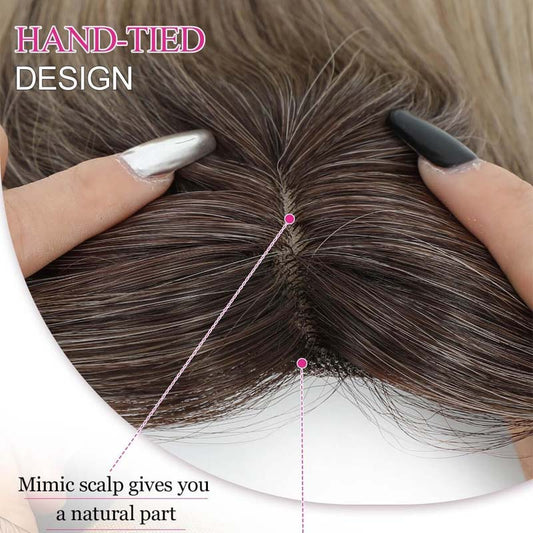 Golvend haarstuk | Ultradunne haarbasis | Licht haarstuk | Natuurlijk Remy haarstuk | Frisse look in seconden