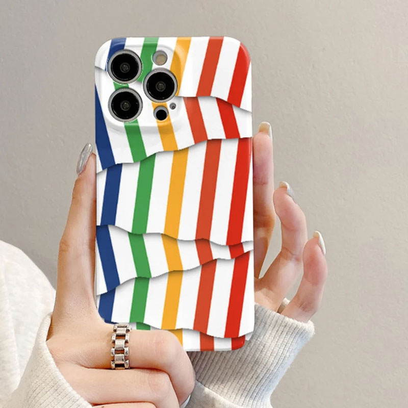 🌈Kleurcontrast gestreepte foliehoes voor mobiele telefoons