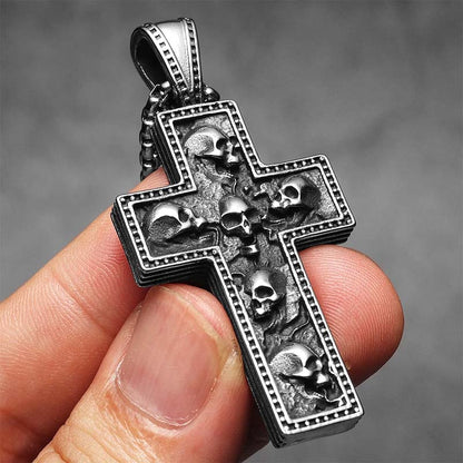 ✝️ Retro RVS Kruis Hanger met Schedel Design