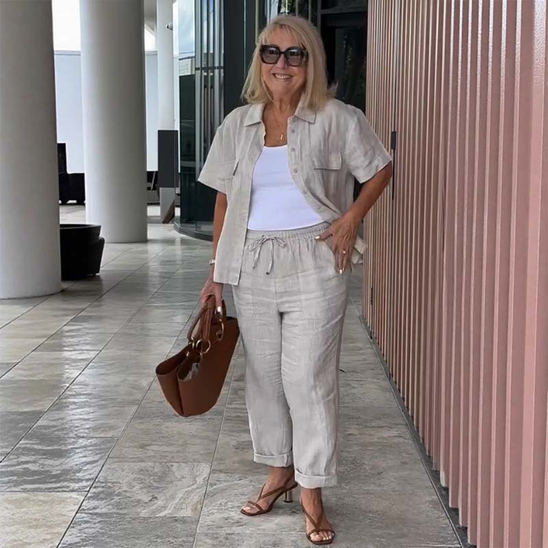 💞Gratis verzending⏳Tweedelige Set Van Katoen En Linnen