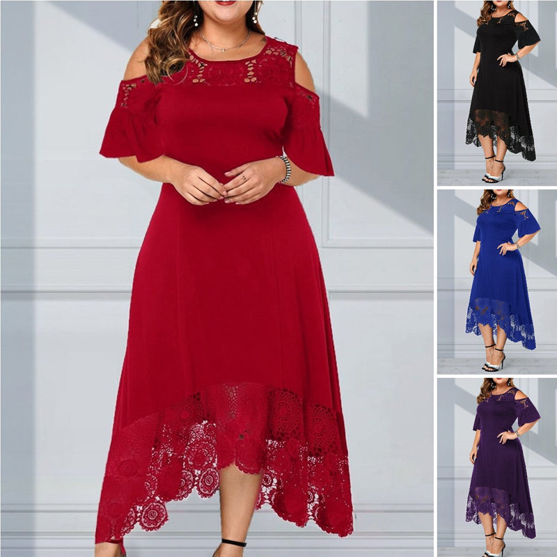 👗Kanten Ruche Jurk Met Korte Mouwen