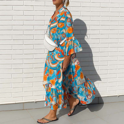 🌟Tijdelijke aanbieding 49% KORTING🎁V-hals Jurk mMet Hoge Taille