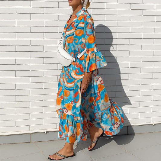 🌟Tijdelijke aanbieding 49% KORTING🎁V-hals Jurk mMet Hoge Taille