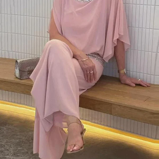 💞Tijdelijke aanbieding 49% KORTING🎁💞Dames tweedelige pailletten set met kleurblok