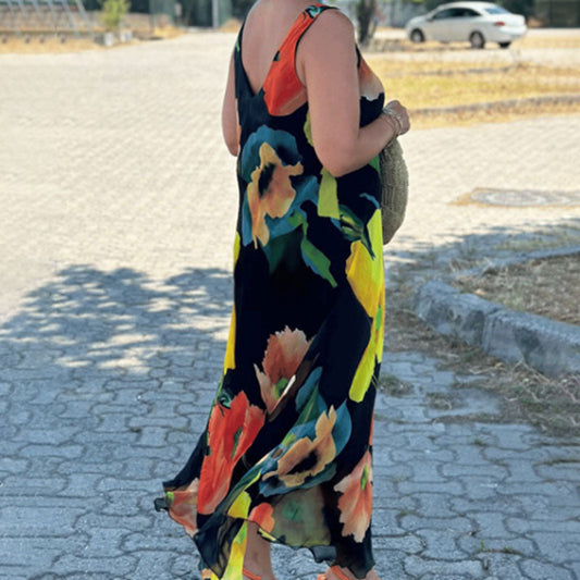 💃Maxi-Jurk Met Bloemenprint En Brede Bandjes🌸