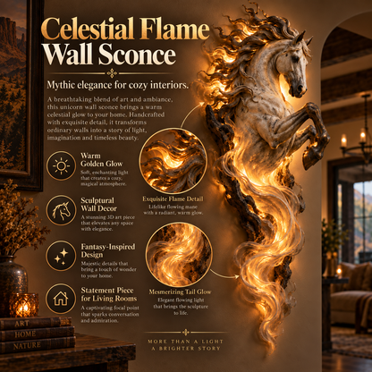 🔥Laatste dag: 49% KORTING -🦄 Celestial Flame Unicorn™ wandlamp – Een magische beschermer ontwaakt aan je muur