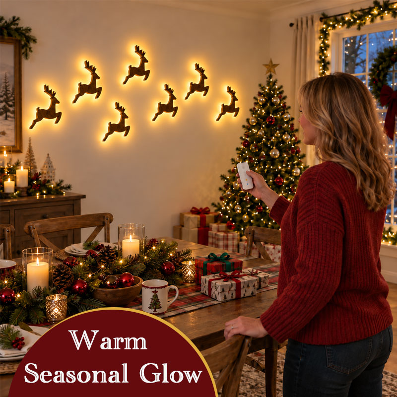 🎄 LED-wandversieringen in de vorm van rendieren - ✨Feestelijke kerstverlichting