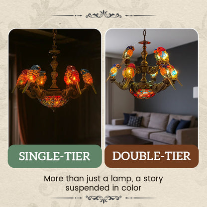 🦜 "Tropical Harmony" Papegaaienkroonluchter - Verlicht de magie van de tropen