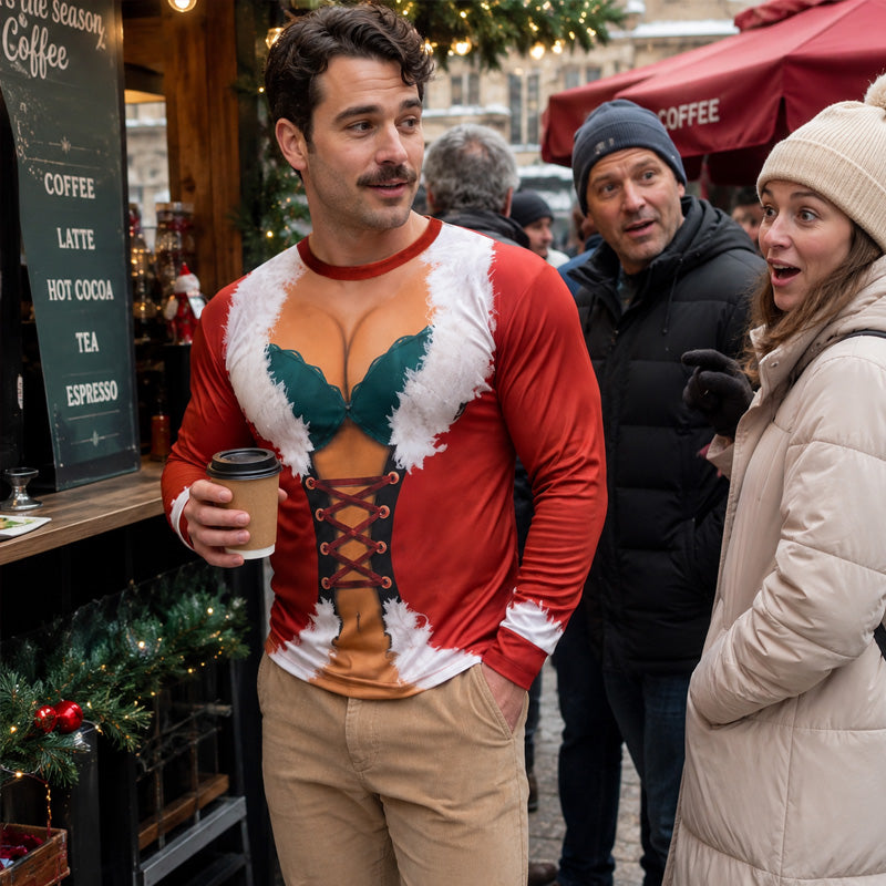 Grappig kerstshirt met lange mouwen | Leuke, feestelijke kerstkleding voor dagelijks gebruik