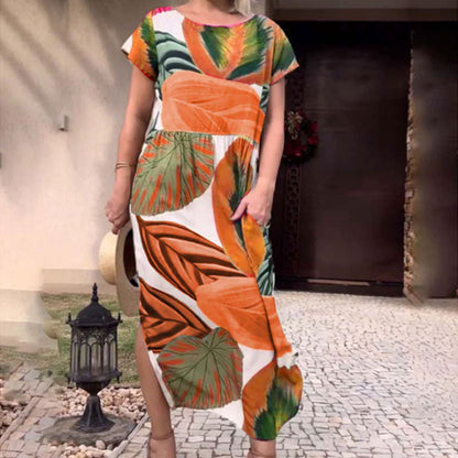 🌴 Bohemian Chic Jurk met V-hals en Split – Voor Zomer & Strand