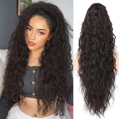 💜Water Ripple Lange Krullende Paardenstaart Clip Pruik💜