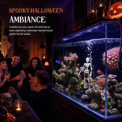 💀 Dynamisch Halloween-aquariumornament in de vorm van een skelet: een door lucht aangedreven aquariumversiering!🐠